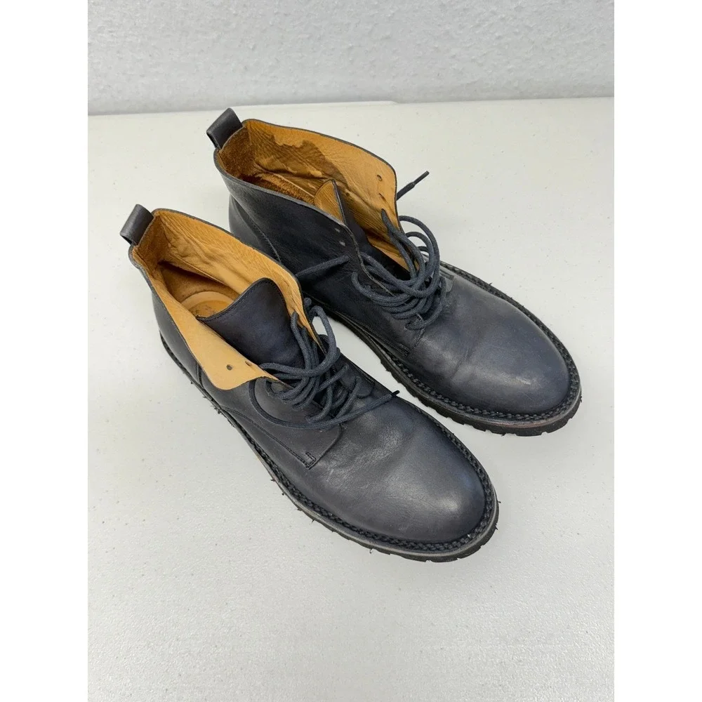 Buttero Black Genuine Leather Lace Up Combat Boots Italy Vibram Mens 43 US 10